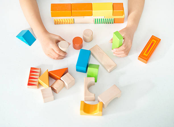 istock Colored wooden toys for the building 503865254