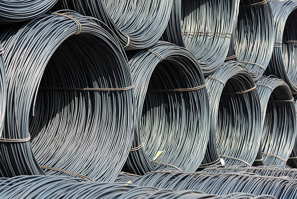 Pile of wire rod or coil for industrial usage A pile of wire rod or coil as a raw material for industrial usage rebar production stock pictures, royalty-free photos & images