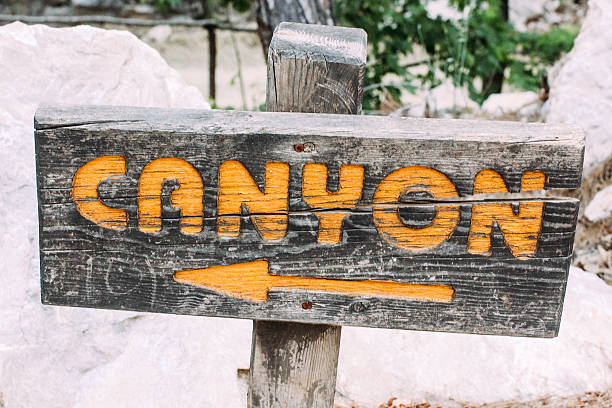 istock Wooden plaque with the inscription pointer Canyon 503867288