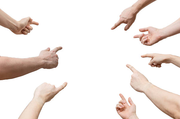 istock Many hands pointing ahead or out isolated on white background 503869004