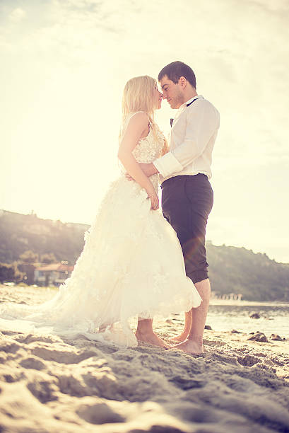istock Just merried romance at the beach 503871602