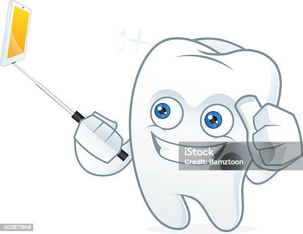 Tooth Cartoon Mascot Taking Pickture Stock Illustration - Download Image Now - Bubble Wand, Characters, Cheerful