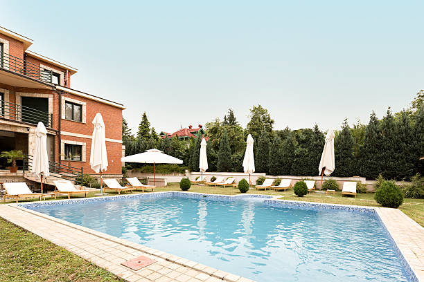 istock Private pool in front of a holiday resort 503872156
