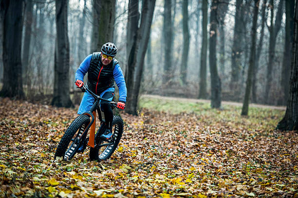 istock Fat bike rider in the forest 503873802