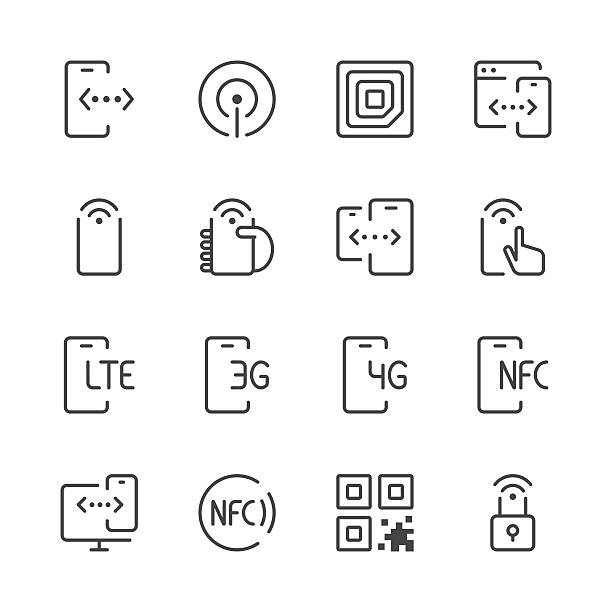 ilustrações de stock, clip art, desenhos animados e ícones de comunicação e de dados móveis ícones - 1 série de linhas pretas - smart phone mobility computer icon concepts