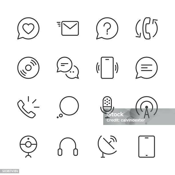 Communication Icons Set 2 Black Line Series Stock Illustration - Download Image Now - Icon Symbol, Symbol, Bluetooth