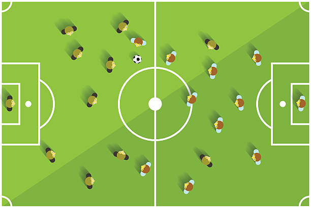 Top View Soccer Playground vector art illustration