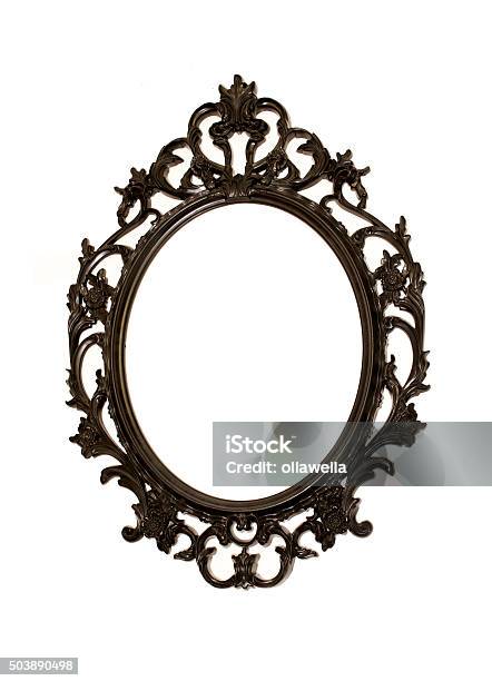 Metal Mirror Frame Isolated On White Stock Photo - Download Image Now - Antique, Architecture, Art