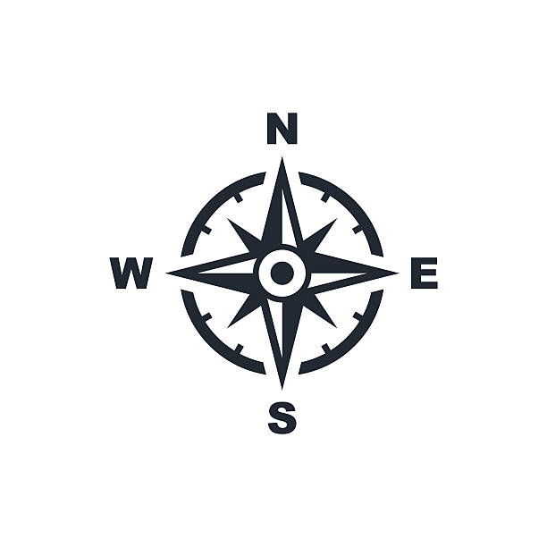 Compass rose vector with Ornament and Scale. Eight directions