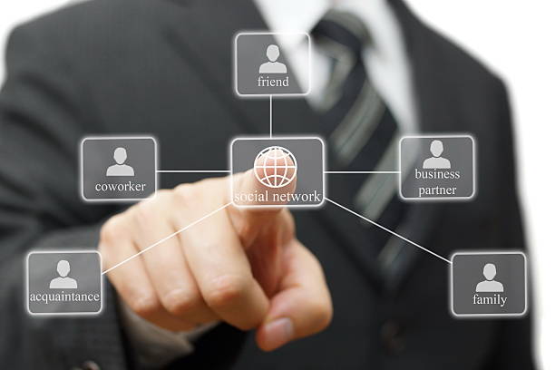 istock businessman is making Social network for career 503892427