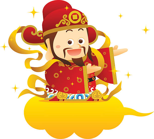 ilustraciones, imágenes clip art, dibujos animados e iconos de stock de bastidor de año nuevo chino con china dios - greeting chinese new year god coin