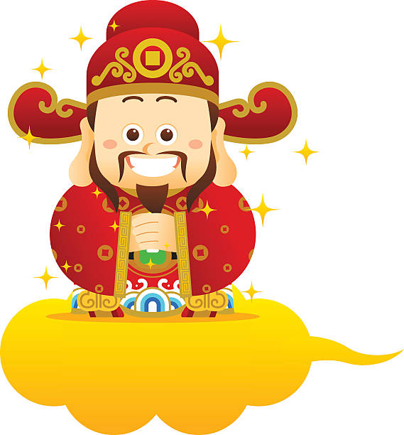 ilustraciones, imágenes clip art, dibujos animados e iconos de stock de bastidor de año nuevo chino con china dios - greeting chinese new year god coin