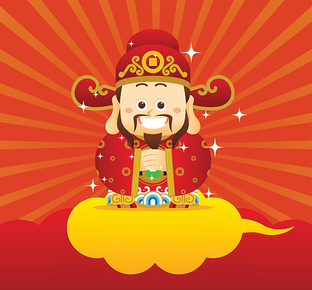 ilustraciones, imágenes clip art, dibujos animados e iconos de stock de bastidor de año nuevo chino con china dios - greeting chinese new year god coin