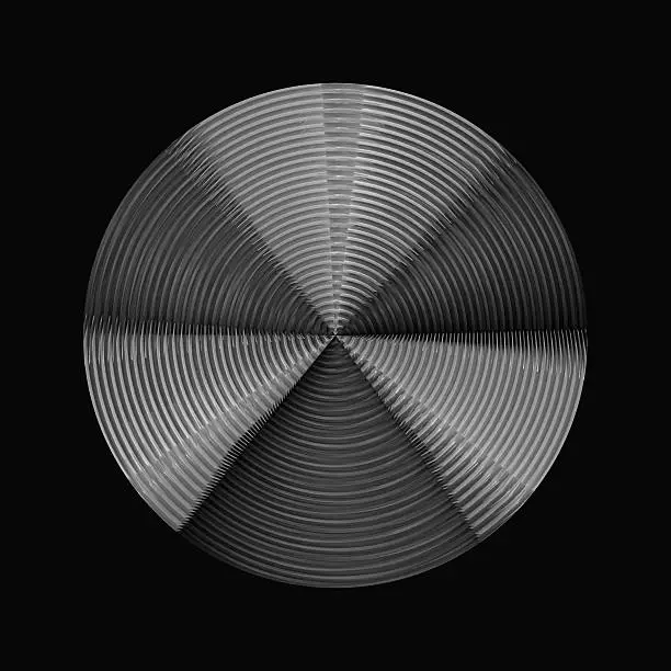 Steel disc with concentric tracks resembling master disc for duplication of vinyl records. Abstract square black and white industrial, technological or scientific background with metaphorical relation to audio mastering / post-production.