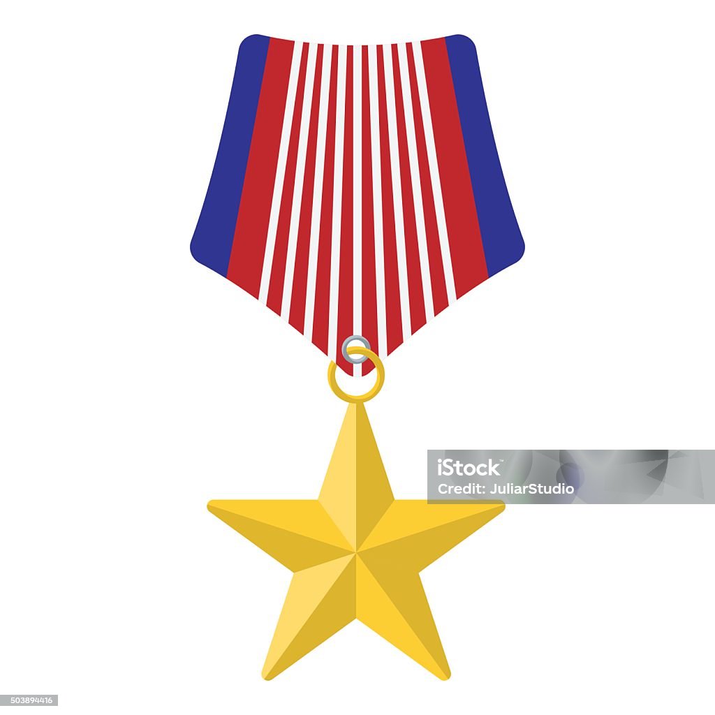 Medal with star cartoon icon Medal with star cartoon icon isolated on white background Achievement stock vector