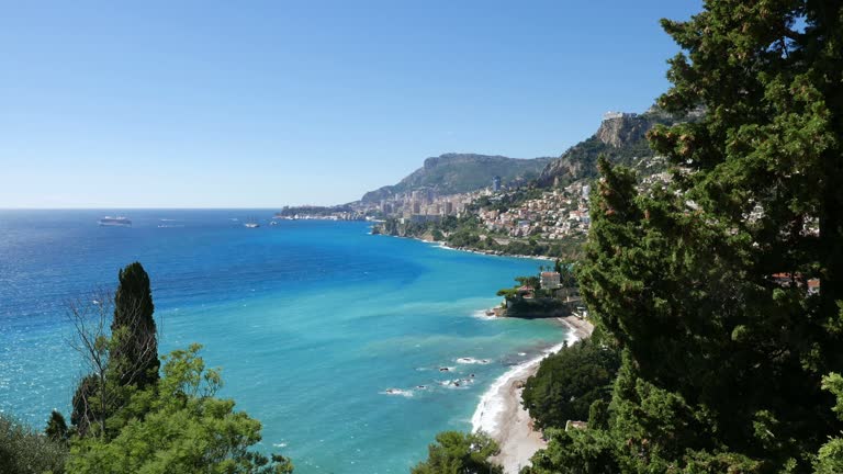 The French coast. Beach. Monaco in the background