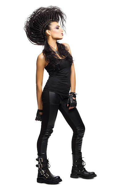 Rock musician in leather clothes isolated