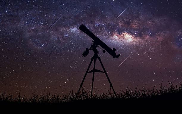 istock Infinite space background with silhouette of telescope. This image elements 503912998