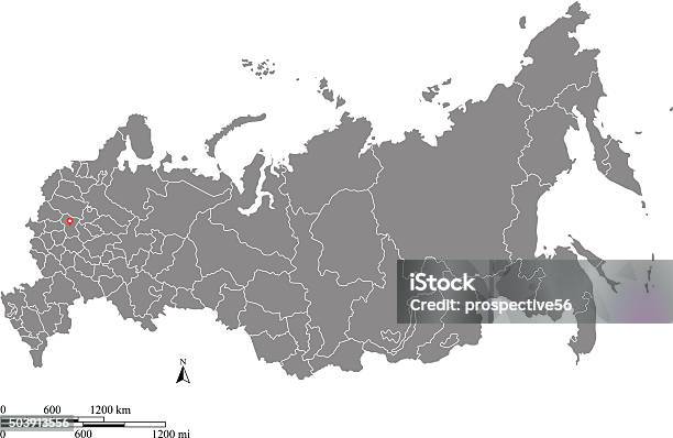 Russia Map Outline Vector With Scales Of Miles And Kilometers Stock Illustration - Download Image Now