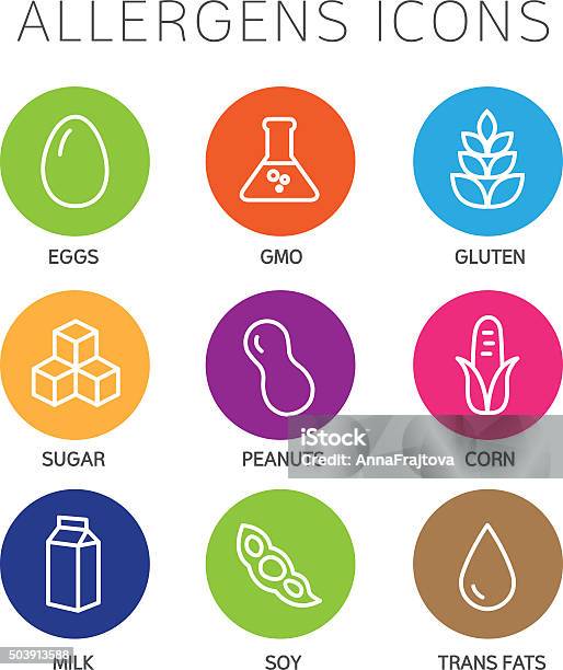 Allergenen Icons Set Stock Vektor Art und mehr Bilder von Icon - Icon, Pollen, Freiheit