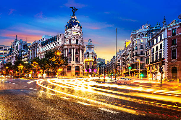 Madrid city center, Gran Vis Spain stock photo