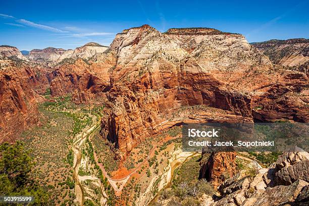 Beautiful Aerial Views From Zion National Park Stock Photo - Download Image Now - Angel, Blue, Cliff