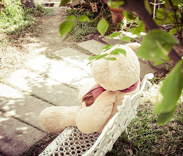 istock Lonely Teddy bear looking for someone , vintage style 503915658