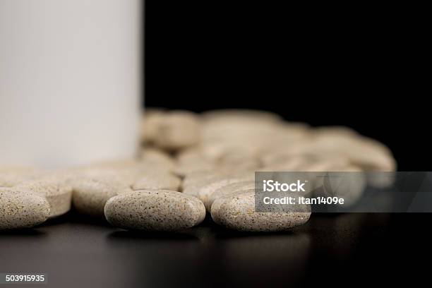 Supplements Medications Or Vitamin With Bottle Stock Photo - Download Image Now - Alternative Therapy, Black Color, Blank