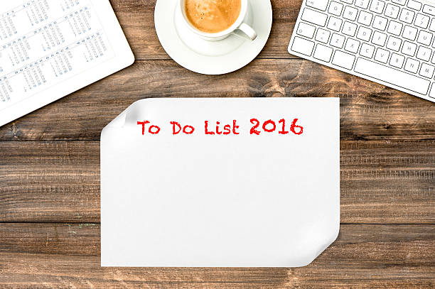 Digital tablet with calendar. To Do List 2016. Office desk