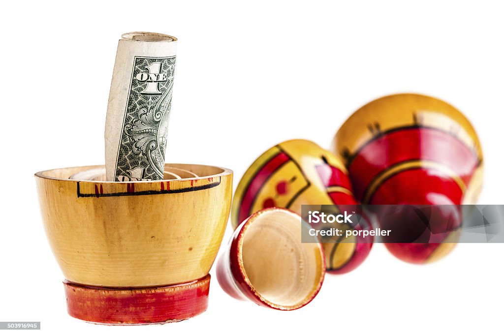 Bambola Matryoshka dollaro all'interno - Foto stock royalty-free di Abbondanza