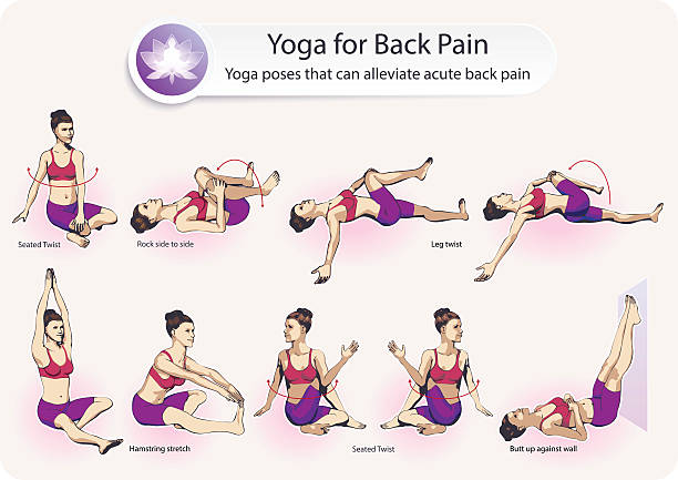 illustrations, cliparts, dessins animés et icônes de le yoga pour les douleurs du dos - sporting position vitality blurred motion strength