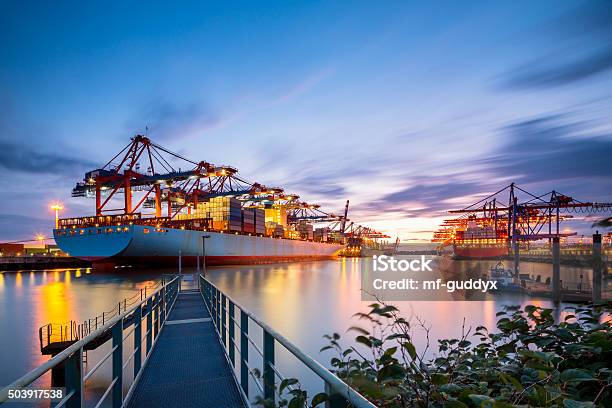 Container Terminal Stock Photo - Download Image Now - Freight Transportation, Sea, Cargo Container