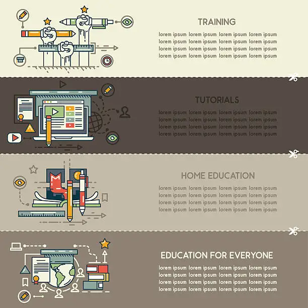 Vector illustration of Set twenty two of educational banners