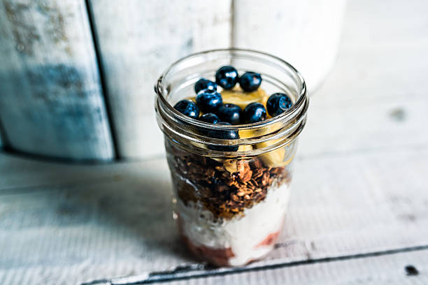 istock Home made granola with yogurt, fruits 503917876