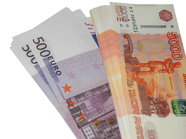 istock Money euro with a bundle of 5,000 rubles 503919030