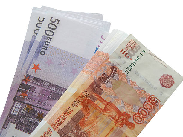 istock Money euro with a bundle of 5,000 rubles 503919048