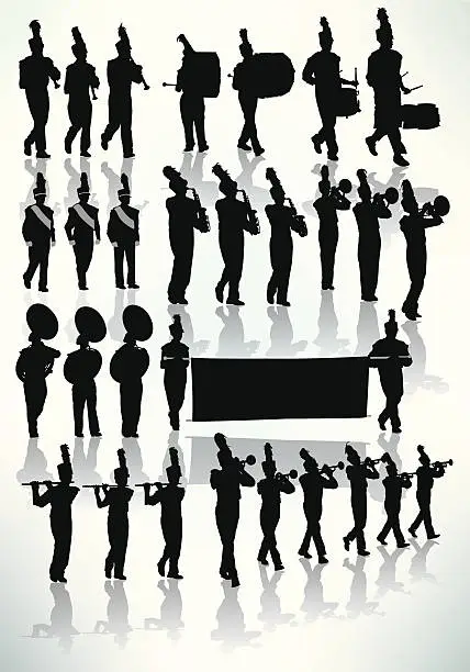Vector illustration of Marching Band - Silhouette