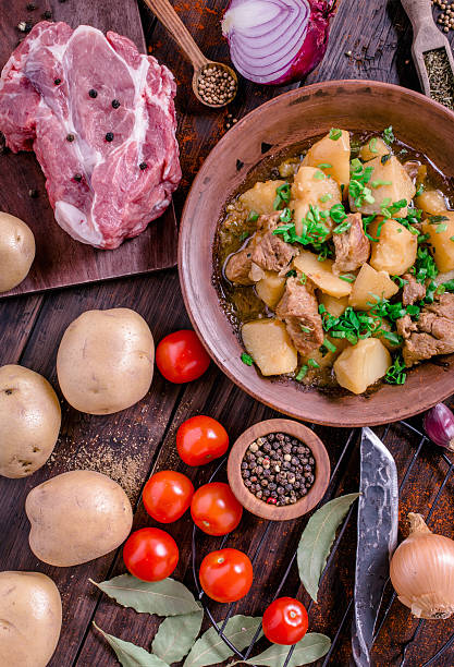 istock Spicy pork and potato stew rustic style 503919742