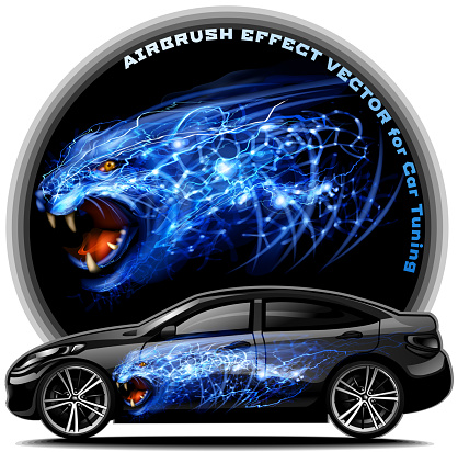 Panther Airbrush effect vector for vinyl car tuning. EPS 10.