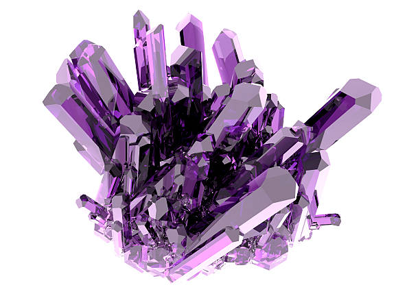 фиолетовый кристалл на белом фоне изолированных - rock amethyst isolated quartz стоковые фото и изображения