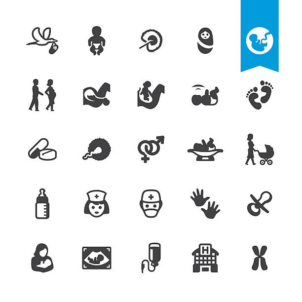 bildbanksillustrationer, clip art samt tecknat material och ikoner med pregnancy and childbirth related vector icons - parade