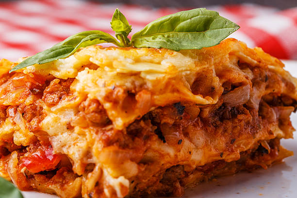 istock Traditional lasagna made with minced beef bolognese sauce. 503924622