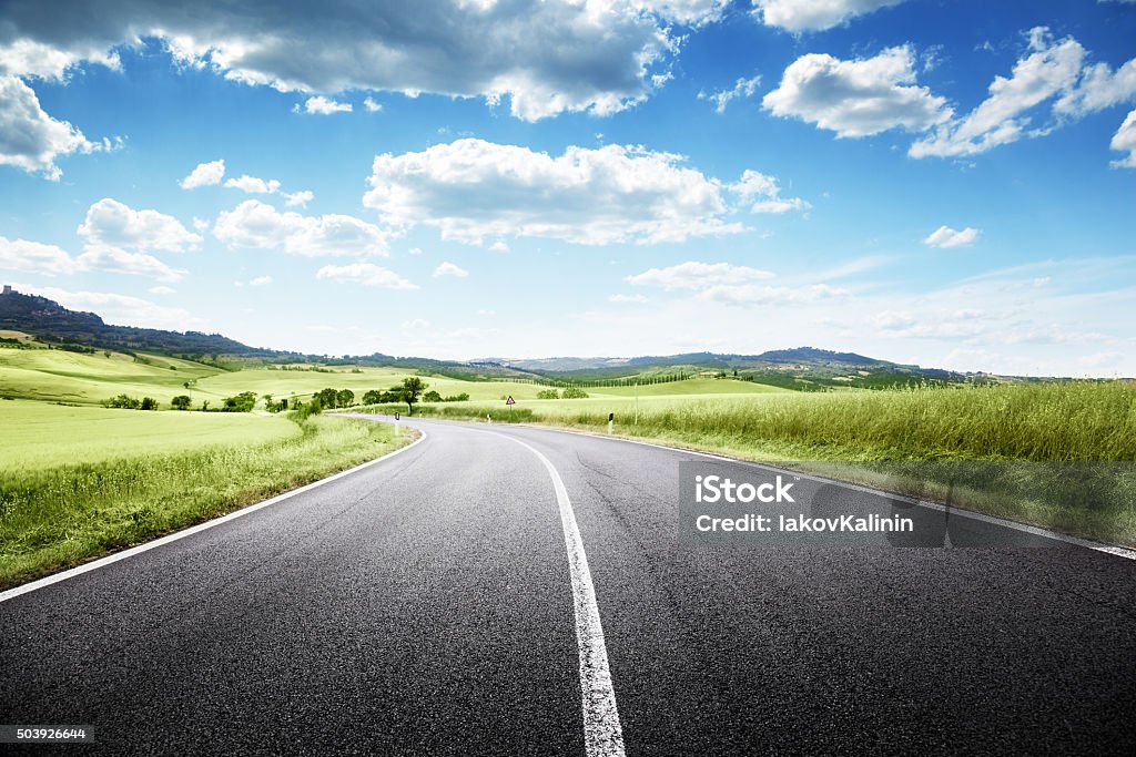 asphalt road in Tuscany, Italy Road Stock Photo