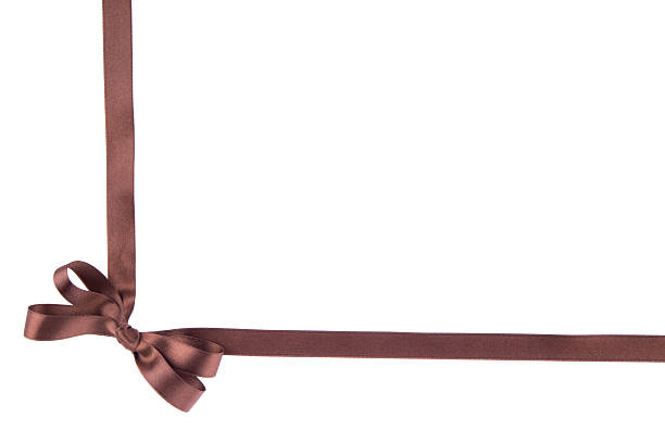 istock Brown ribbon with a bow on  white background 503946275