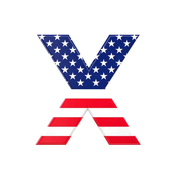 3d image of usa font letter on white background