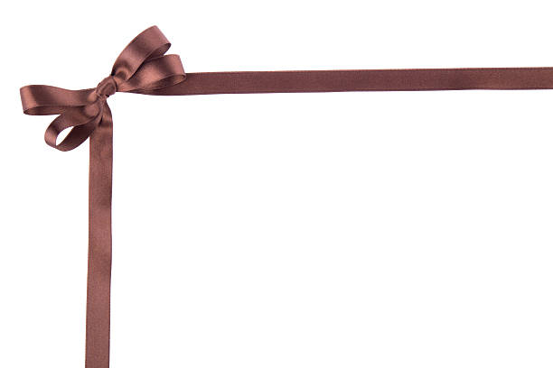 istock Brown ribbon with a bow on  white background 503946533
