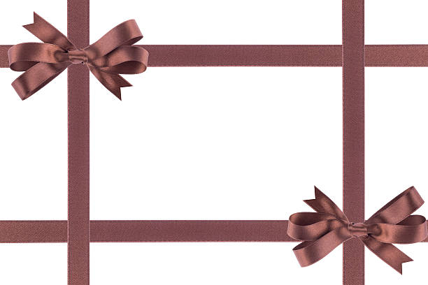 istock Brown ribbon with a bow on  white background 503947167
