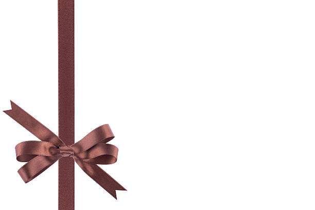 istock Brown ribbon with a bow on  white background 503947851