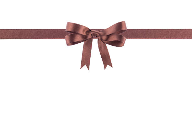 istock Brown ribbon with a bow on  white background 503947853
