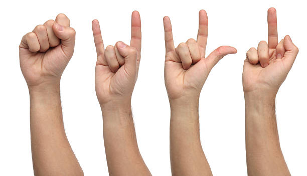 istock Four different hand signs isolated on white 503947867